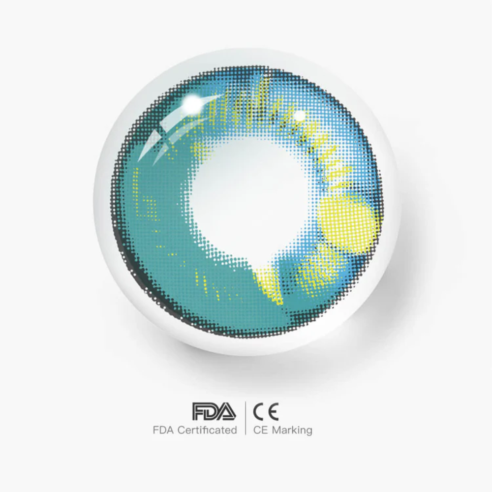 Anime green contact lenses, crazy colored contacts, cosplay contact lenses, dramatic eye enhancement, FDA approved cosmetic lenses, yearly disposable contacts, Halloween contact lenses, theme party contacts, HEMA contact lenses, 14.5mm eye lenses, vibrant green contacts, prescription plano lenses, costume accessories, fashion show contacts, special effects lenses, bold style enhancement