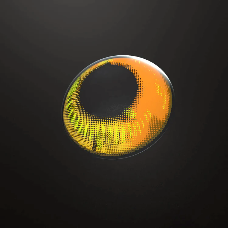 Anime brown contact lenses, crazy colored contacts, cosplay contact lenses, brown and yellow lenses, manga eye contacts, dramatic eye enhancement, FDA approved cosmetic lenses, yearly disposable contacts, gold accent lenses, HEMA contact lenses, 14.5mm eye lenses, character transformation, costume accessories, Freshlady products, expressive eye contacts, convention essentials