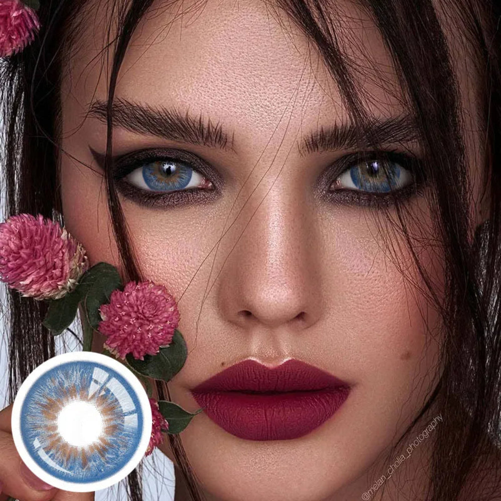 Peacock blue contact lenses, peacock feather contacts, wildness collection lenses, HEMA contact lenses, majestic eye lenses, 14.5mm eye lenses, FDA approved colored contacts, yearly disposable lenses, peacock inspired beauty, special event contacts, elegant eye design, wedding contact lenses, performance art contacts, 2023 collection lenses, mystical blue eyes