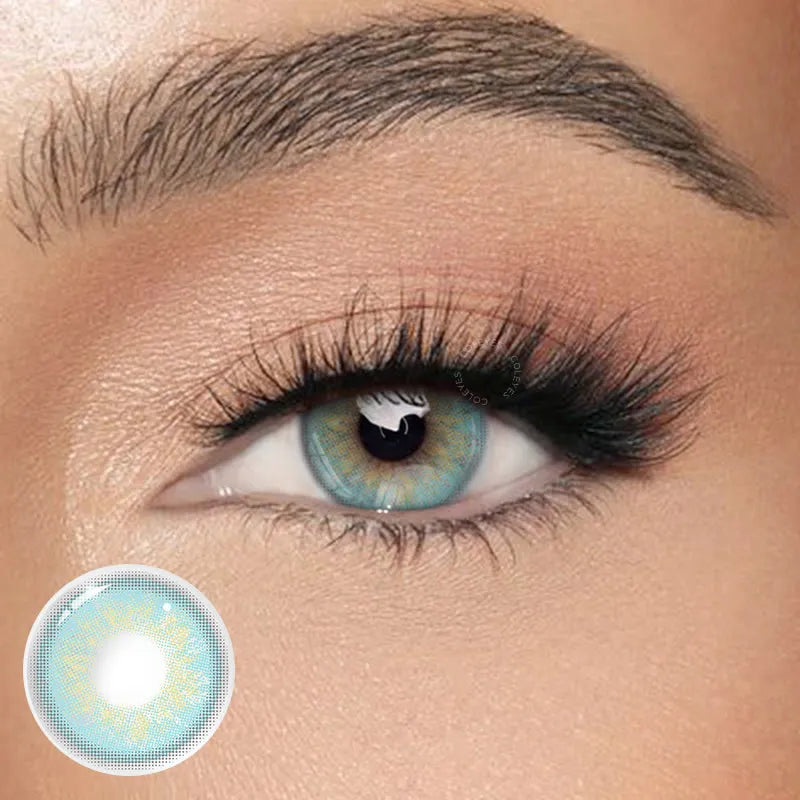 Russian blue contact lenses, natural blue colored contacts, FDA approved cosmetic lenses, yearly disposable contacts, natural eye enhancement, HEMA contact lenses, 14.5mm eye lenses, realistic eye color change, prescription plano lenses, special occasion contacts, comfortable eye lenses, beauty transformation products, universal skin tone lenses, contact lens care tips, safe colored contacts
