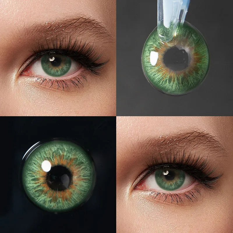 Snake pattern contact lenses, green mystical contacts, wildness collection lenses, HEMA+NVP contact lenses, snake-inspired lenses, fantasy contact lenses, 14.5mm eye lenses, FDA approved colored contacts, yearly disposable lenses, mysterious green eyes, special effect contacts, artistic eye design, fantasy event lenses, mystical beauty accessories, 2023 collection lenses, enchanting contact lenses