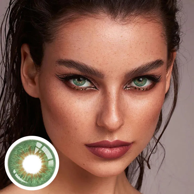 Snake pattern contact lenses, green mystical contacts, wildness collection lenses, HEMA+NVP contact lenses, snake-inspired lenses, fantasy contact lenses, 14.5mm eye lenses, FDA approved colored contacts, yearly disposable lenses, mysterious green eyes, special effect contacts, artistic eye design, fantasy event lenses, mystical beauty accessories, 2023 collection lenses, enchanting contact lenses