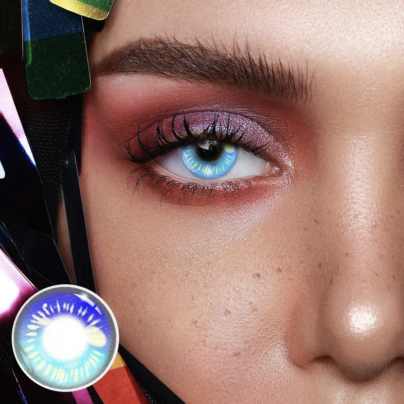 Anime blue contact lenses, vibrant colored contacts, crazy blue lenses, cosplay contact lenses, dramatic eye enhancement, FDA approved cosmetic lenses, yearly disposable contacts, HEMA contact lenses, 14.5mm eye lenses, high water content lenses, prescription plano lenses, confidence boosting contacts, individuality expression, special effects lenses, NO1prettylens products