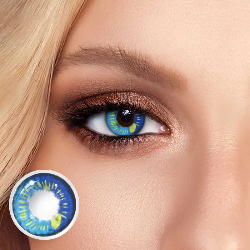 Anime blue contact lenses, vibrant colored contacts, crazy blue lenses, cosplay contact lenses, dramatic eye enhancement, FDA approved cosmetic lenses, yearly disposable contacts, HEMA contact lenses, 14.5mm eye lenses, high water content lenses, prescription plano lenses, confidence boosting contacts, individuality expression, special effects lenses, NO1prettylens products
